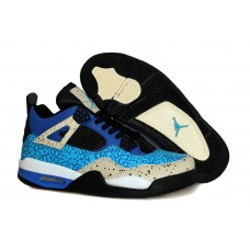 Cheap Air Jordan 4 Black Blue Yellow Shoes Sale Online