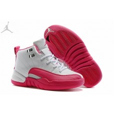 Cheap Air Jordans 12 GS Valentine's Day White Pink For Kids