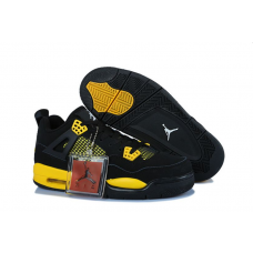 Cheap Girl Air Jordan 4 Thunder Black Yellow On Sale