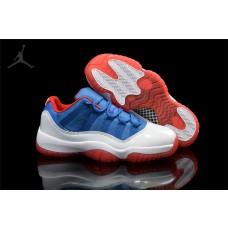 Mens Air Jordans 11 (XI) Low Knicks White Blue Red Online