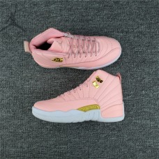 Cheap Retro Jordans 12 GS Pink White Gold Sale For Girls