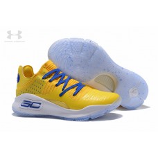 Cheap UA Curry 4 Low Warriors Yellow Royal Blue White On Sale