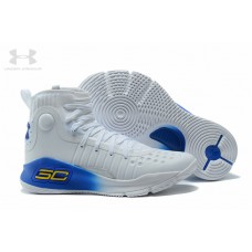 Cheap Under Armour Curry 4 White Blue Basketball Shoes On Sale