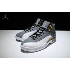 Cool Air Jordan 12 Grey White Metalic Gold Shoes For Sale