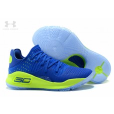Discount UA Curry 4 Low Royal Blue Green Sneakers On Sale