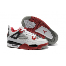 Girls Air Jordan 4 Fire Red White Red Black Shoes Online