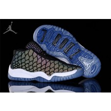 Kids Cheap Air Jordans 11 Chameleon Black Blue Shoes For Sale