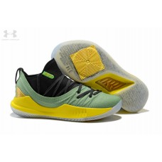 Men UA Stephen Curry 5 Green Yellow Shoes Sale