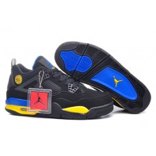 New Air Jordan 4 Retro Black Yellow Blue Basketball Shoes Sale