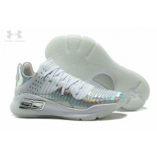 News Under Armour Curry 4 Low Prism White Metallic Silver Shoes Sale