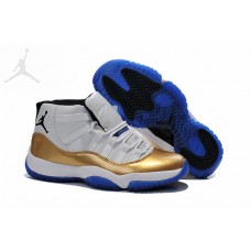 Nice Cheap Jordans 11 Custom White Gold True Blue For Sale