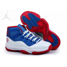 Nike Air Captain America Jordans 11 For Cheap White Blue Red