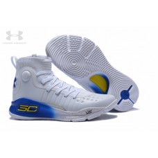 Under Armour Curry 4 White Blue Signature Sneakers Clearance Sale