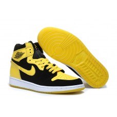 2017 Air Jordan 1 Mid New Love Black Varsity Maize-White Basketball Shoes