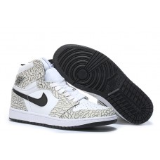 Air Jordan 1 High Elephant Print White Pure Platinum 2016 Release Basketball Shoes