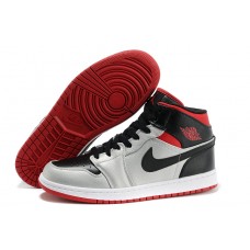 Air Jordan 1 (I) Black-Grey and Red Sole Basketball Shoes