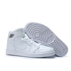 Air Jordan 1 Retro Mid Triple White Basketball Shoes