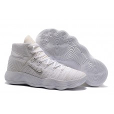 Men's Nike Hyperdunk 2017 Flyknit White Silver Basketball Shoes