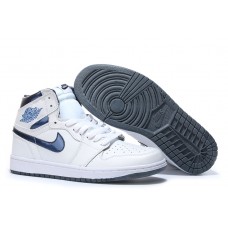 Metallic Navy Air Jordan 1 Retro High OG White Basketball Shoes