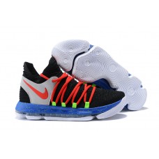 Nike KD 10 Black Red-Cool Grey-Blue Basketball Shoes