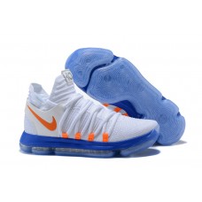 Nike KD 10 White Blue Orange Basketball Shoes