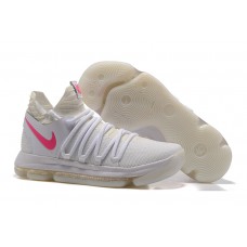 Nike KD 10 White Pink Glow Basketball Shoes