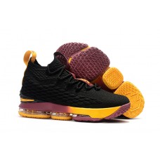 Nike LeBron James 15 Cavs Black Yellow and Wine Basketball Shoes