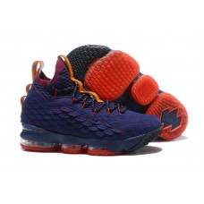 Nike LeBron James 15 Cavs Navy Blue and Wine Red-Orange Basketball Shoes