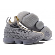 Nike LeBron James 15 Cool Grey Metallic Gold Basketball Shoes