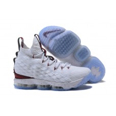 Nike LeBron James 15 White and Burgundy Basketball Shoes