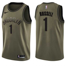 Nike NBA Brooklyn Nets 1 D'Angelo Russell Jersey Green Salute to Service Swingman