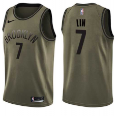 Nike NBA Brooklyn Nets 7 Jeremy Lin Jersey Green Salute to Service Swingman