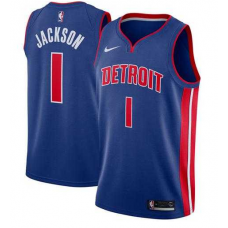 Nike NBA Detroit Pistons 1 Reggie Jackson Jersey Blue Swingman Icon Edition
