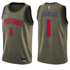 Nike NBA Detroit Pistons 1 Reggie Jackson Jersey Green Salute to Service Swingman