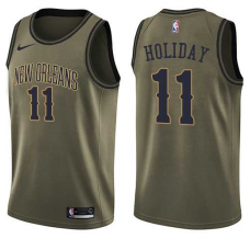 Nike NBA New Orleans Pelicans 11 Jrue Holiday Jersey Green Salute to Service Swingman