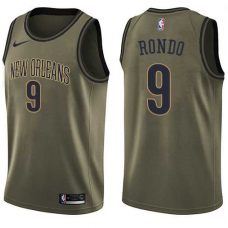 Nike NBA New Orleans Pelicans 9 Rajon Rondo Jersey Green Salute to Service Swingman