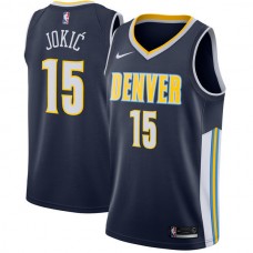 Nike NBA Nuggets 15 Nikola Jokic Jersey Navy Blue Swingman