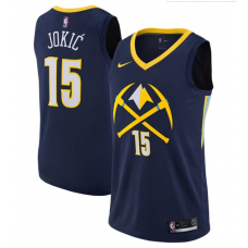 Nike NBA Nuggets 15 Nikola Jokic Jersey Navy Swingman City Edition