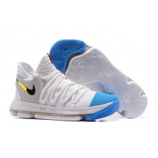 Nike Zoom KD 10 White Blue Basketball Shoes