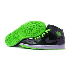 Perfect Air Jordan Retro 1 Black Purple Green Basketball Shoes