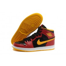 Perfect Air Jordan Retro 1 Red Yellow Basketball Shoes