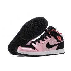 Women's Air Jordan 1 Black and Pink Basketball Shoes