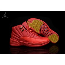 Wholesale New Air Jordans 12 All Red and Gold Online