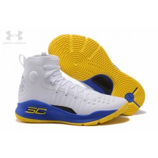 Wholesale UA Curry 4 Warriors Home White Blue Yellow Free Shipping