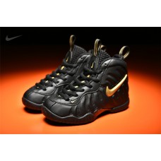 Youth Nike Air Foamposites Pro Black Gold Sale For Boys