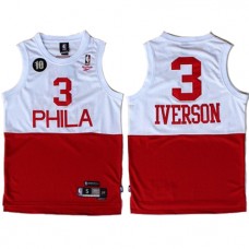 Allen Iverson 10TH Vintage 76ers Red White NBA Jerseys Cheap