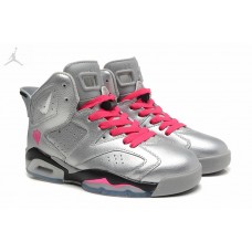 Best Air Jordan 6 (VI) Valentines Day Silver Pink For Women