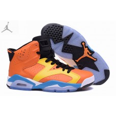 Best Air Jordan Retro 6 Orange Yellow Blue Shoes Sale Online