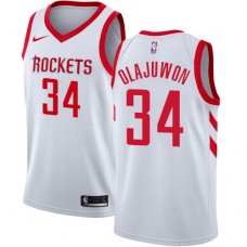 Best NBA Rockets Olajuwon Authentic Home Jersey #34 White