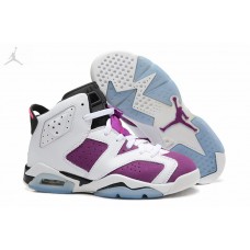 Cheap Air Jordan 6 (VI) Purple White Black Sneakers For Girls Sale